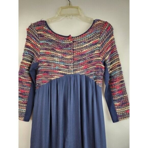 Maeve Anthropologie Womens BOHO Sweater Dress Small Navy Knit Textured Tweed - Picture 10 of 10